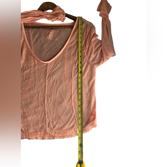 NWOT Free People Smooth Moves Mesh Peach Coverup Long Sleeve Top - Picture 8 of 11